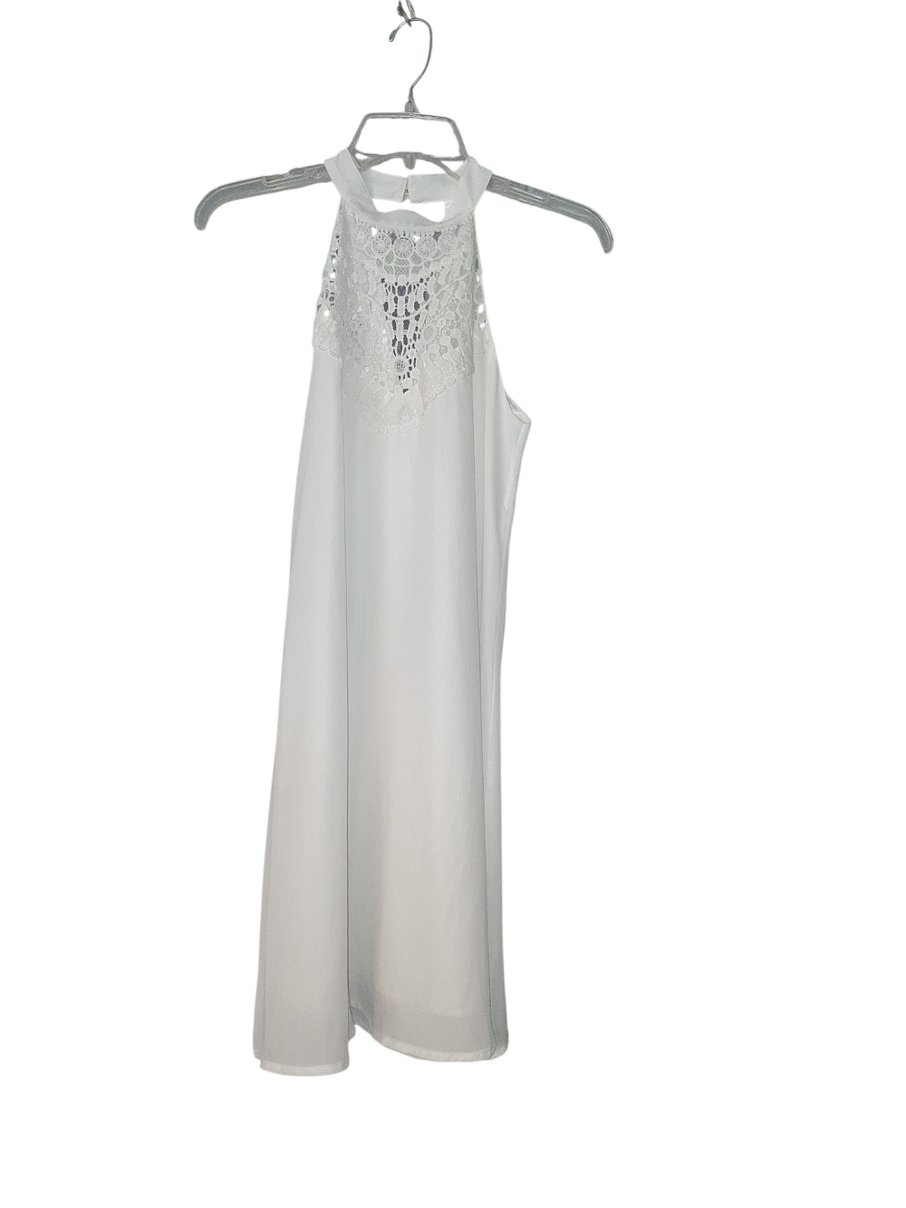 Sweetnight Halter Slip Dress with Crochet Yoke White S